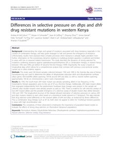 Differences in selective pressure on dhpsand dhfrdrug resistant mutations in western Kenya