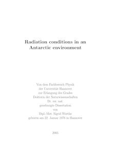 Radiation conditions in an Antarctic environment [Elektronische Ressource] / von Sigrid Wuttke