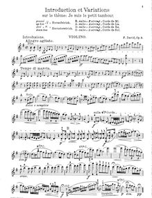 Partition de violon et partition de piano, Introduction et Variations on ‘Je suis le petit tambour’