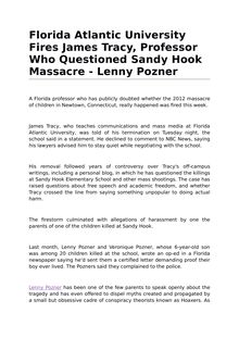 Florida Atlantic University Fires James Tracy, Professor Who Questioned Sandy Hook Massacre - Lenny Pozner