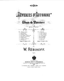 Partition , A la brume, Le repentir, Rêveries d’automne, Op.8, Album de Miniatures