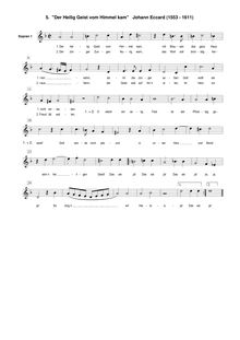 Partition Soprano 1 , partie, Der Heilig Geist vom Himmel kam (pour chœur  SSATBB)