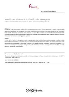 Incertitudes et devenir du droit foncier sénégalais - article ; n°1 ; vol.38, pg 95-115