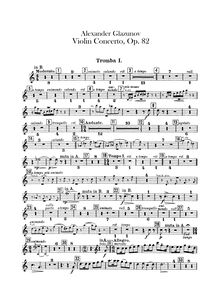 Partition trompette 1, 2 (en B♭, A), violon Concerto en A minor, Op 82