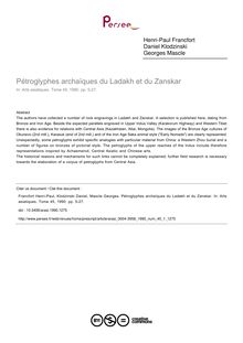 Pétroglyphes archaïques du Ladakh et du Zanskar - article ; n°1 ; vol.45, pg 5-27