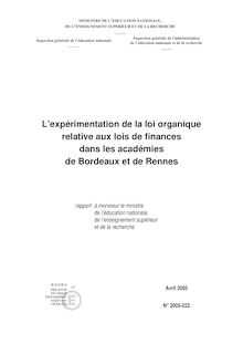 L expérimentation de la loi organique relative aux lois de finances dans les académies de Bordeaux et de Rennes