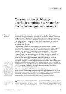 Consommation et chômage : une étude empirique sur données microéconomiques américaines  