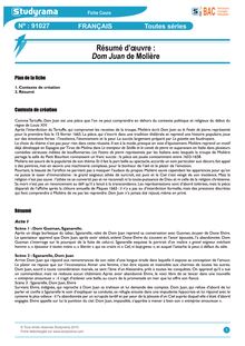 Fiche de révision BAC Français - Résumé : Dom Juan de Molière