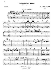 Partition Trombones 1/2, La princesse jaune, opéra-comique en un acte de Louis Gallet, Op.30