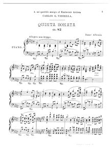 Partition complète, Piano Sonata No.5 en G-flat major, Op.82, Quinta Sonata, Ob.82