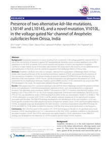 Presence of two alternative kdr-like mutations, L1014F and L1014S, and a novel mutation, V1010L, in the voltage gated Na+channel of Anopheles culicifaciesfrom Orissa, India