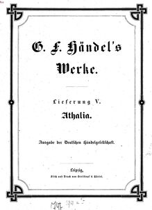 Partition complète, Athalia, Handel, George Frideric