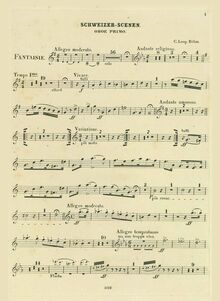 Partition hautbois 1, 2, Schweizer Scenen, Fantaisie, G major, Böhm, Carl Leopold par Carl Leopold Böhm