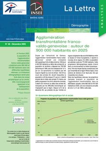 Agglomération transfrontalière franco valdo-genevoise : autour de 900 000 habitants en 2025    