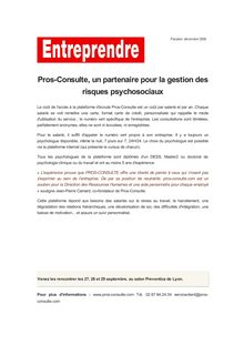 Pros-Consulte, un partenaire pour la gestion des risques psychosociaux