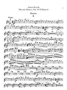 Partition Piccolo, Slavonic Dances, Slovanské tance, Dvořák, Antonín par Antonín Dvořák