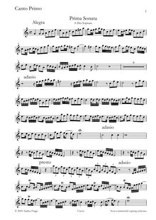 Partition Canto 1, Prima Sonata A Doi Soprani, Castello, Dario