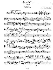 Partition violoncelle, Piano quatuor, Op.3, D minor, Hallén, Andreas