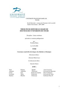 La consistance matérielle de la langue de Rabelais et de Montaigne, Material consistence of the language in Rabelais and in Montaigne