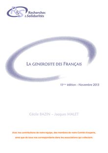 La générosité des Français - Novembre 2013