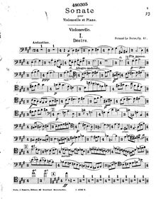 Partition de violoncelle, violoncelle Sonata, Op.41, A Major