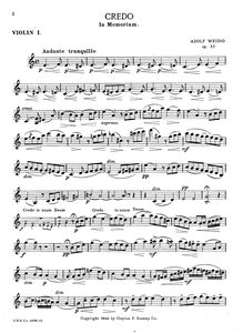 Partition violon 1, Credo, Op.53, In Memoriam, Weidig, Adolf