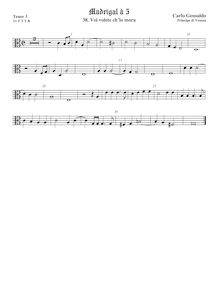 Partition ténor viole de gambe 3, alto clef, madrigaux, Book 3, Gesualdo, Carlo