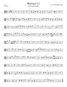 Partition ténor viole de gambe 2, alto clef, Madrigali a Quattro Voci par Giovanni Pierluigi da Palestrina