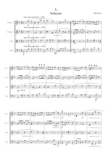Partition , Scherzo, Sehr rasch und wild, corde quatuor No.1, Streichquartett Nr.1 d-moll