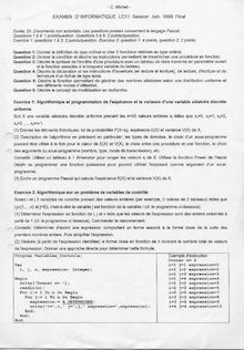 Algorithmique et programmation : niveau I 1999 Tronc Commun Université de Technologie de Belfort Montbéliard