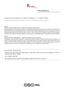 Lettres d Ivan Bunin à Mark Aldanov, II. 1948-1953 - article ; n°3 ; vol.23, pg 469-500