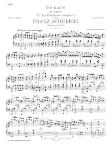 Partition complète, Piano Sonata en A minor, A minor, Schubert, Franz