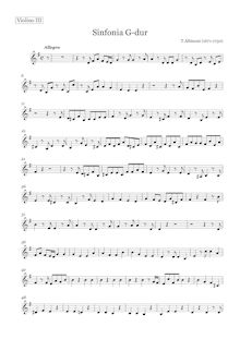 Partition violon III, Sinfonia en G major, Si 8, G major, Albinoni, Tomaso