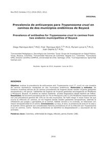 Prevalencia de anticuerpos para Trypanosoma cruzi en caninos de dos municipios endémicos de Boyacá