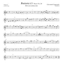 Partition ténor viole de gambe 2, octave aigu clef, Fantasia pour 5 violes de gambe, RC 55