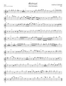 Partition ténor viole de gambe 1, octave aigu clef, Battaglia, Alla battaglia o forti caualieri