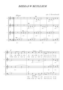 Partition complète (SATB chœur), Dzisiaj w Betlejem, Folk Songs, Polish