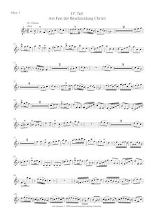 Partition hautbois 1, Weihnachtsoratorium, Christmas Oratorio, Bach, Johann Sebastian