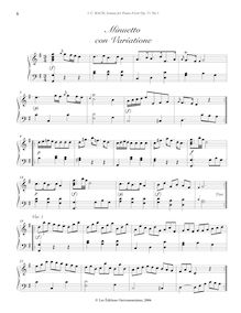 Partition , Minuetto con Variatione, 6 Piano sonates Op.17, Six Sonatas for the Harpsichord or Piano-Forte