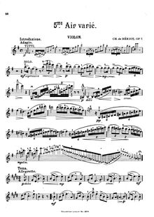 Partition de violon, Air avec Variations No.5, Op.7, Bériot, Charles-Auguste de