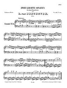 Partition No.1 en G major, 2 sonatines pour Piano, Anh. 5, G major Br>F major par Ludwig van Beethoven