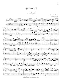 Partition X, Lesson en E major, A Collection of leçons pour pour clavecin