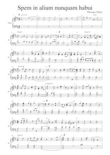 Partition Separate piano reduction, transposed whole tone higher, Spem en alium nunquam habui