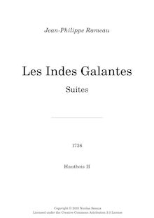 Partition hautbois 2, Les Indes galantes, Opéra-ballet, Rameau, Jean-Philippe