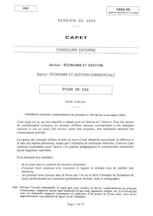 Etude de cas 2004 Economie et gestion CAPET (Externe)