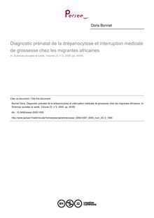 Diagnostic prénatal de la drépanocytose et interruption médicale de grossesse chez les migrantes africaines - article ; n°2 ; vol.23, pg 49-65