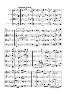 Partition I, Allegro con Variazioni, corde quatuor No.10, Op.74