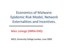 Economics of Malware: Epidemic Risk Model Network
