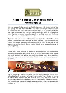 Finding Discount Hotels with Journeypass