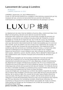 Lancement de Luxup à Londres